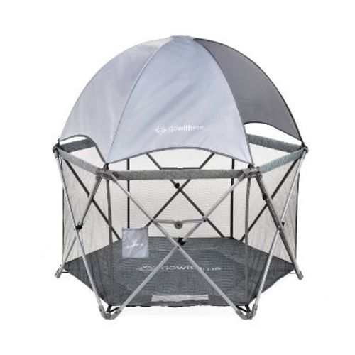 Baby Delight Go With Me Deluxe Eclipse Portable Playard with Canopy and Pad - Elephant Gray