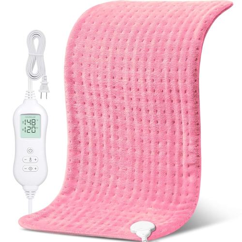 NOWWISH Heating Pad for Back Pain & Cramps Relief, Moist Heat Pad for Neck & Shoulder, Auto Shut Off, Machine Washable, Gifts for Women, 17"x33" Pink
