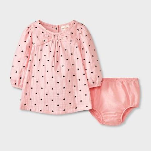 Baby Girls' Dotted Gauze Dress - Cat & Jack™ Pink 12-18m