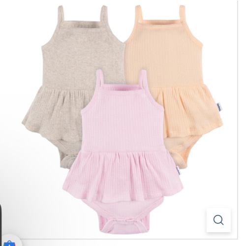 3-Pack Baby Girls Purple, Oatmeal, & Peach Sleeveless Skirted Onesies® – Gerber Childrenswear