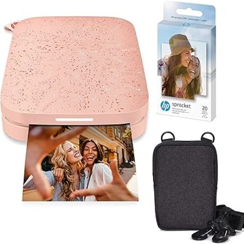 HP Sprocket Portable 2x3 Instant Color Photo Printer (Blush Pink) Zink Paper Bundle