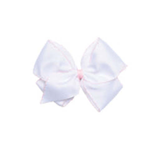 Moonstitch Grosgrain Hair Bow, White with Light Pink Stitch – Stitchy Fish