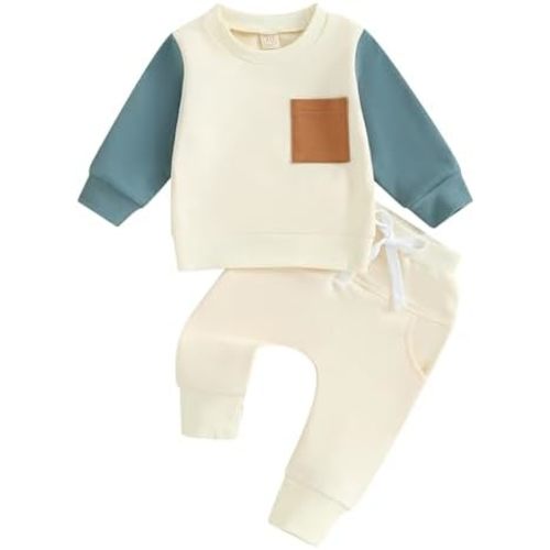Thorn Tree Toddler Baby Boy Outfits Long Sleeve Contrast Color Sweatshirt Solid Pants Autumn Winter Clothes Set