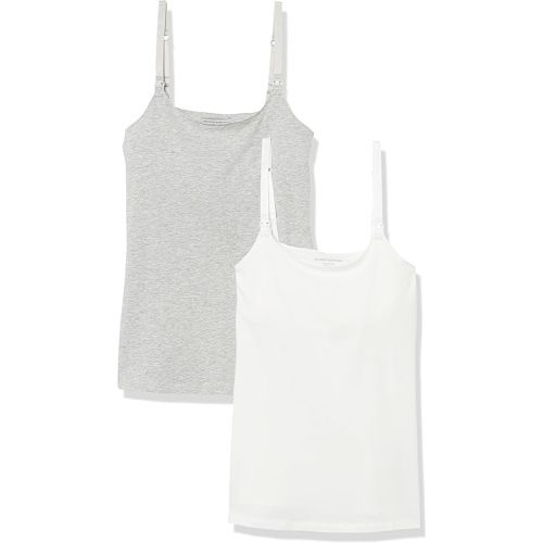 Amazon Essentials Women's Maternity Nursing Tops, Pregnancy Clothes with Adjustable Straps and Built-in Shelf Bra, Pack of 2