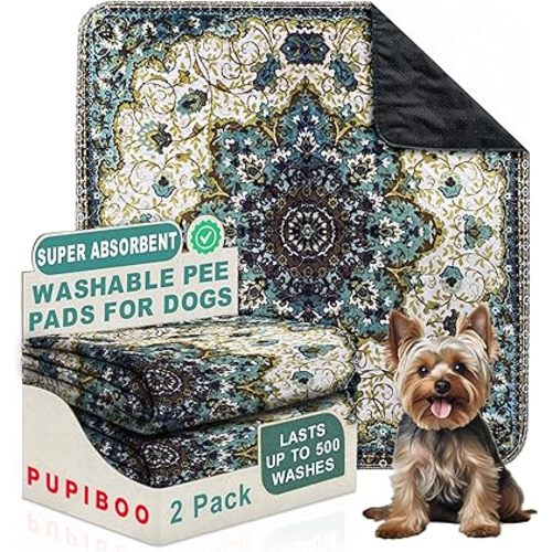 Washable Pee Pads for Dogs - Super Absorbent Reusable Puppy Training Pads - 100% Waterproof, Leak-Proof & Non-Slip Whelping Pads for Pet Housebreaking