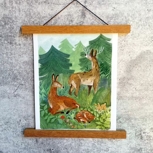 Hello Deer Print | Watercolor Art Print | Woodland Wall Art | Woodland Nursery Art | Deer Watercolor Art | Cute Deer Art Print 11x14