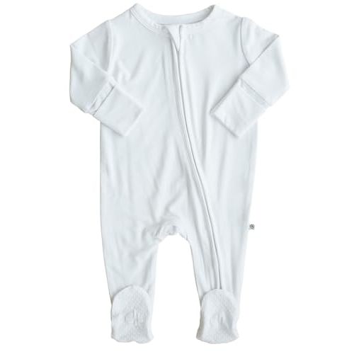 Caden Lane Zippered Baby Footie Pajamas, Soft Onesie Bodysuit with Feet & Double Zipper for Easy Diaper Change, Infant, and Toddler Footed One-Piece Jumpsuit, Lace White, 0-3 Months