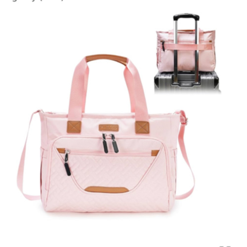 Diaper Bag Tote for Women, Baby Bags with 15.6 Inch Laptop Compartment, Travel Diaper Bag with Insulated Pocket Ideal for Baby Registry (Pink)