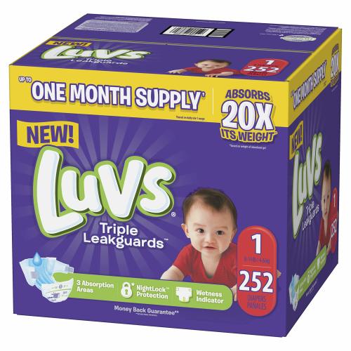 Luvs Ultra Leakguards Disposable Baby Diapers Newborn Size 1, 252 Count, ONE MONTH SUPPLY (Packaging May Vary)