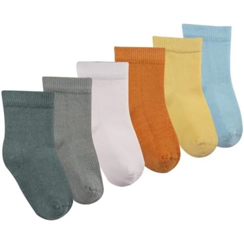 Luna Seamless-Toe Bamboo Crew Socks - Soft Eco-Friendly 6-Pack for Newborn to Toddler Boys & Girls
