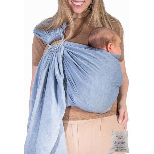 Ring Sling Baby Carrier 100% Cotton Muslin Front and Chest Newborn to Toddler Carrier and Baby Sling (Dark Blue)