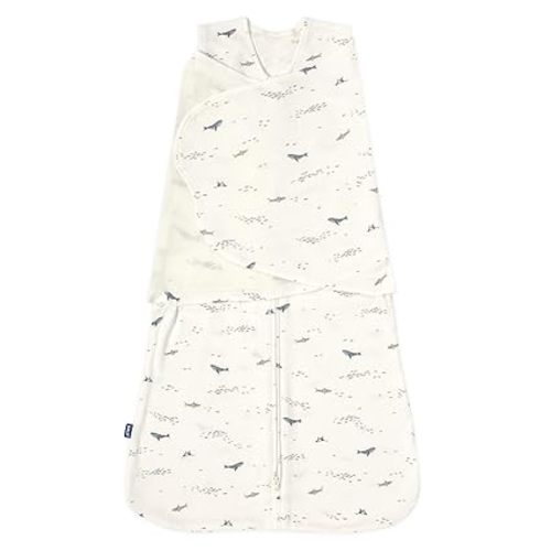 HALO 100% Cotton Sleepsack Swaddle, 3-Way Adjustable Wearable Blanket, TOG 1.5, Ocean Life, Newborn, 0-3 Months