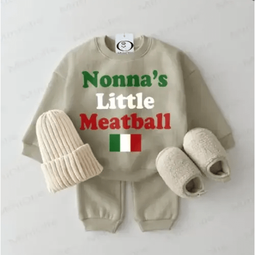 Nonna's Little Meatball - 2 Piece Baby Sweatshirt (12 - 18 Months)