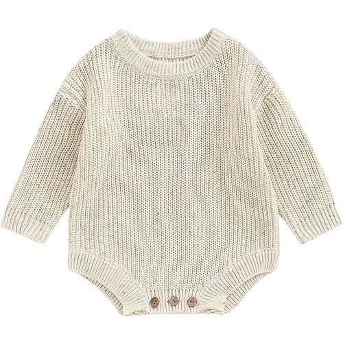 FYBITBO Baby Girl Boy Sweater Knit Oversized Pullover Sweatshirt Romper Onesie Warm Fall Winter Clothes Outfit Newborn