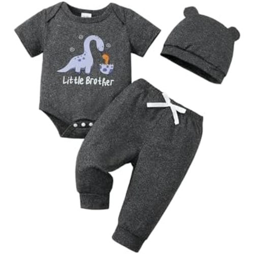SUNNY PIGGY Baby Boy Clothes Newborn Infant Boys Outfits Romper Hat Pants 3PC Set 0-3 3-6 6-12 12-18 Month Clothing Gift