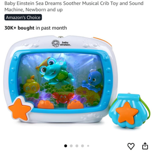 Baby Einstein Sea Dreams Soother Musical Crib Toy and Sound Machine, Newborn and up