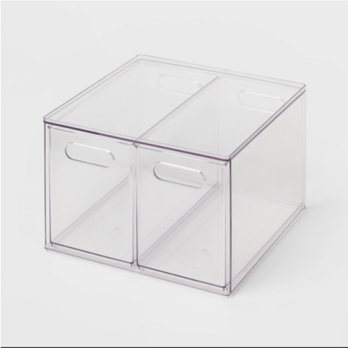 All Purpose 2 Drawer Storage Clear - Brightroom™: Acrylic Utility Bins, PETG, 1352 Volume, 8.8" H, 12.6" D, 12.2" W