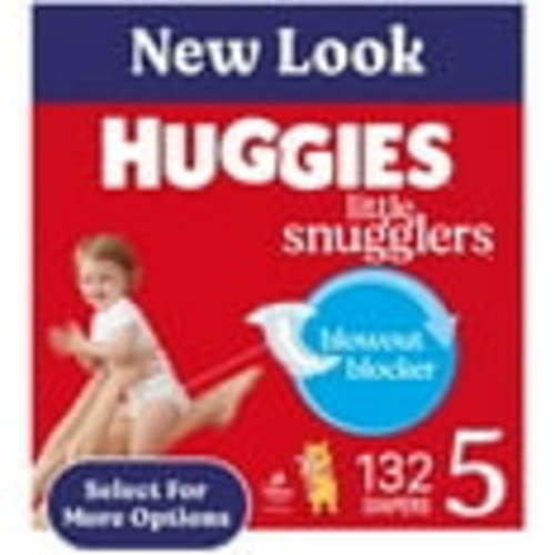 Huggies Little Snugglers Baby Diapers, Size 5 (27+ lbs), 132 Ct (2 Packs of 66) (Select for More)