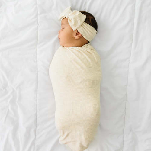 Heather Oatmeal Ribbed Swaddle & Headband Set