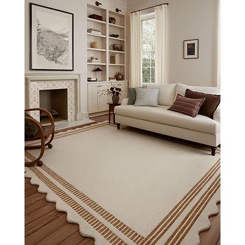 Loloi Chris Loves Julia Scottie Collection SCO-01 Ivory/Rust 3'-6" x 5'-6", .87" Pile Height, Accent Rug