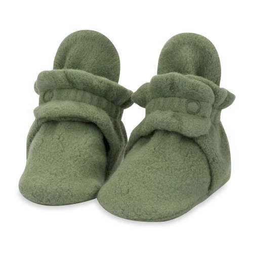 Zutano Cozie Fleece Stay-On Baby Bootie Slipper - Olive Green 3m