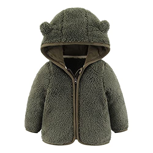 Newborn Infant Baby Boys Girls Cartoon Fleece Hooded Jacket Coat with Ears Warm Todder Kids Outwear Coat Zipper Up 0-6Y