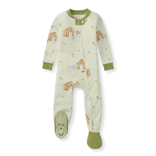 Burt's Bees Baby Boys' Pajamas, Zip-Front Non-Slip Footed Sleeper, Organic Cotton
