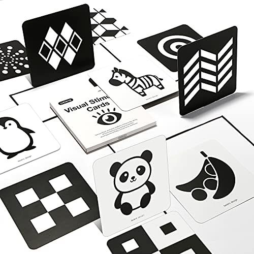 beiens High Contrast Baby Flashcards, Newborn Brain Development Toys, Visual Stimulation Learning Activity Cards, Black and White Baby Toy, 20 PCs 40 Pages 5.5'' x 5.5'' Educational Easter Infant Gift