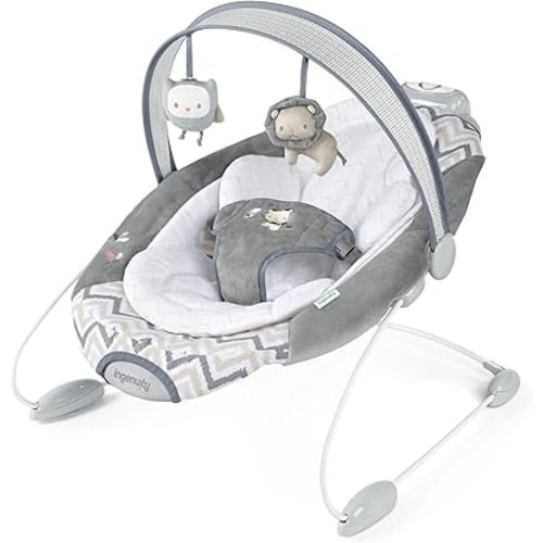 Ingenuity SmartBounce Automatic Baby Bouncer Seat with White Noise, Music, Toy Bar & 2 Plush Infant Toys, 0-6 Months Up to 20 lbs (Braden)