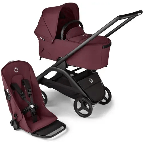 Bugaboo Dragonfly Bassinet Seat & Stroller  - Black/Dark Cherry/Dark Cherry