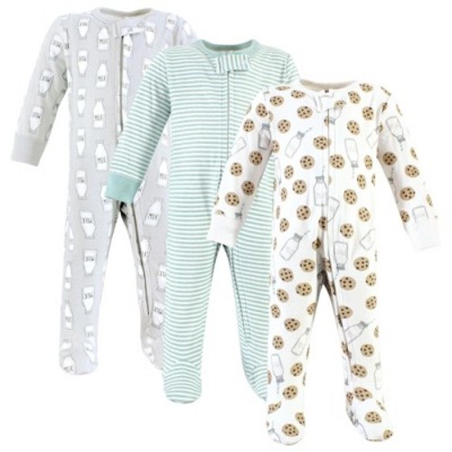 Hudson Baby Cotton Sleep and Play, Mint Gray Milk And Cookies, 6-9 Months