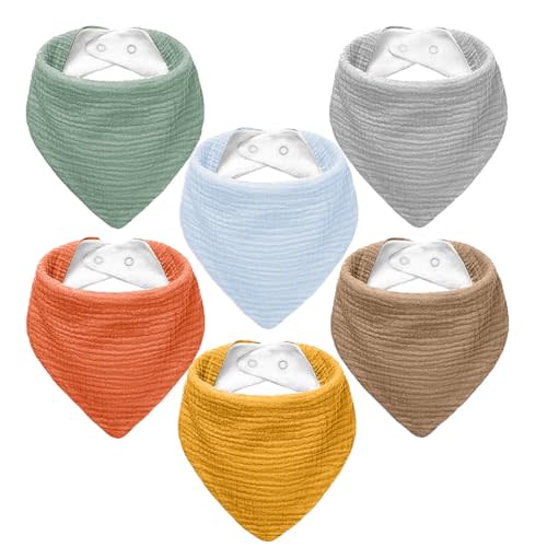 NISXABEBE Muslin Baby Bibs,Soft Triangular Baby Bandana Drool Bibs for Baby Boy Girl,Solid Colors Bib for Drooling Teething