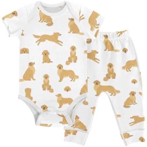 vvfelixl Baby Pants Sets Cute Dogs Puppy Short Sleeve Baby Clothes For Boys Girls 0-24 Months
