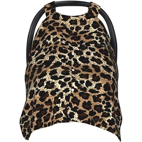Hipster Leopard Cheetah Print Animal Baby Car Seat Canopy and Nursing Cover for Breastfeeding Multi-Use Cover Lightweight Infant Stretchy Carrier Cover for Newborn Girls Boys