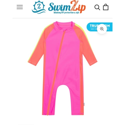 Sunsuit - Long Sleeve Romper Swimsuit | "Neon Pink/Orange"