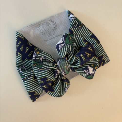 Notre dame now Baby Girl Bow HeadWraps Nylon Headbands Clip Hairband Toddler fighting Irish ncaa Gameday Football adult trust headband