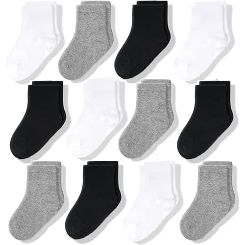 CozyWay Baby & Toddler Socks Crew Comfy Cotton Socks For Girls and Boys Babies Soft & Breathable Infant - 12 Pack