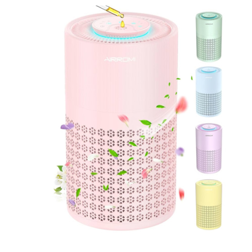 AIRROMI Air Purifier for Bedroom with HEPA 3-in-1 Filter, Pet Air Purifier for Home Cat Pee Smell, Covers Upto 990 Ft², Quiet 360° intake Air Cleaner for pet hair,allergies,Dust,Smoke A2001 Pink