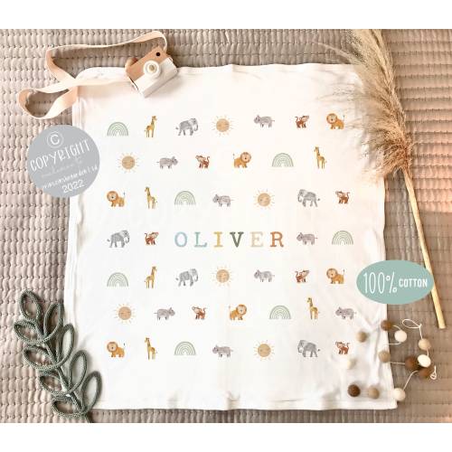 Personalised baby blanket, Safari baby gift, Personalised Baby gift, new baby gift, Safari nursery decor