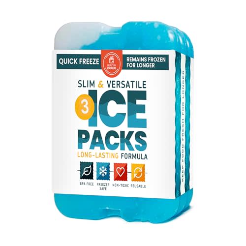 Healthy Packers Ice Packs for Lunch Boxes & Coolers - Freezer Packs - Original Cool Pack | Cooler Accessories for Beach, Camping & Fishing | Slim & Long-Lasting Reusable Ice Pack for Cooler