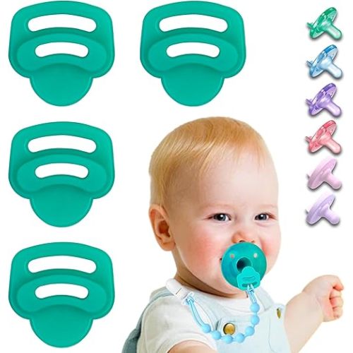 Silicone Pacifier Clip Adapter Ring for Philips Avent Soothie, 4 Pack 100% Food-Grade Silicone Binky Clips Holder Adapter Rings Competible with Avent Soothie,BPA-Free Soft Flexible Safe Durable, Green