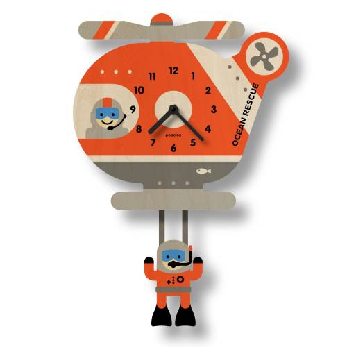 Helicopter Pendulum Clock - Kids Room Decor - Nursery Decor - Silent Clock - Clock for Kids - Cute Design - Made in USA