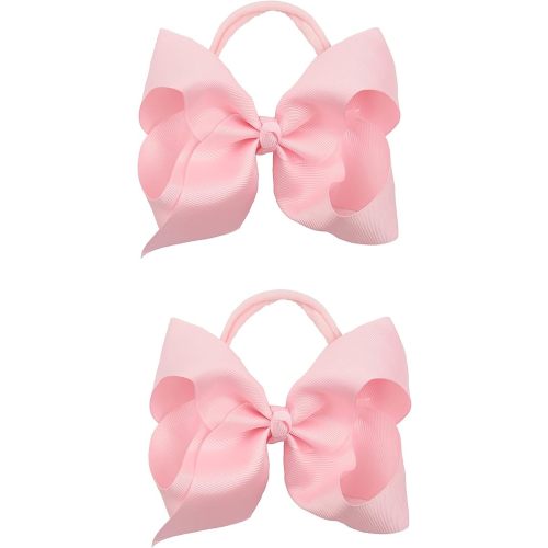 2Pcs 6 Inches Ribbon Baby Girls Headbands Infant Elastic Hairbands Large Cheer Bow Hair Band Accessories for Child Toddlers Girls (Pink)