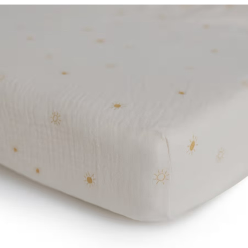 mushie Mini Muslin Crib Sheet Sun One Size