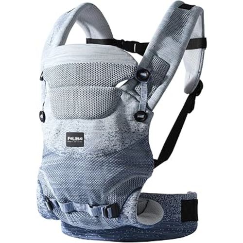 Ergonomic 4-in-1 Baby Carrier Newborn to Toddler - with Lumbar Support - for Children 8-33 Pounds - 360 Degree Baby Wearing - Inward & Outward Facing - Blue