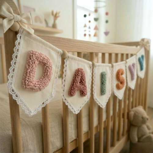 Personalized Name Banner | Punch Needle Nursery Decor