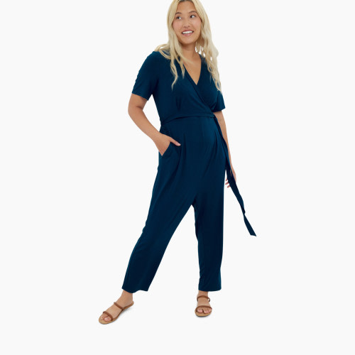 Ingrid and Isabel Everywhere Short Sleeve Jumpsuit - Gibraltar Sea, S