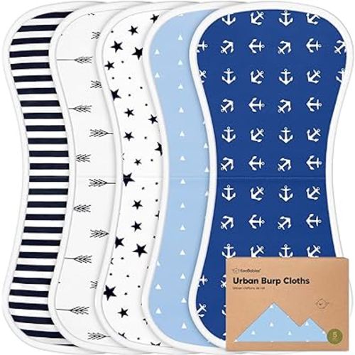 Organic Burp Cloths for Baby Boys and Girls - 5-Pack Super Absorbent Burping Cloth, Burp Clothes, Soft & Plush Newborn Towel, Milk Spit Up Rags, Burpy Cloth Bib for Unisex, Burping Rags(Adventurer)