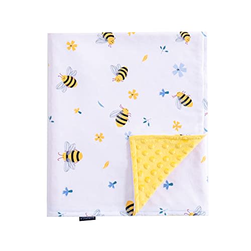 QSTEHEML Baby Blanket for Boys Girls Super Soft Blanket,Fluffy WarmLightweight Baby Receiving Blankets,Double Layer with Dotted Backing for Toddler Nursery (Bee, 30 * 40inch)