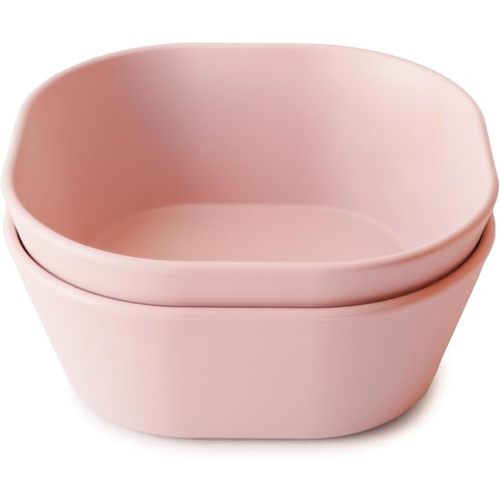 mushie Square Dinnerware Bowls for Kids | Made in Denmark, Set of 2 (Blush)